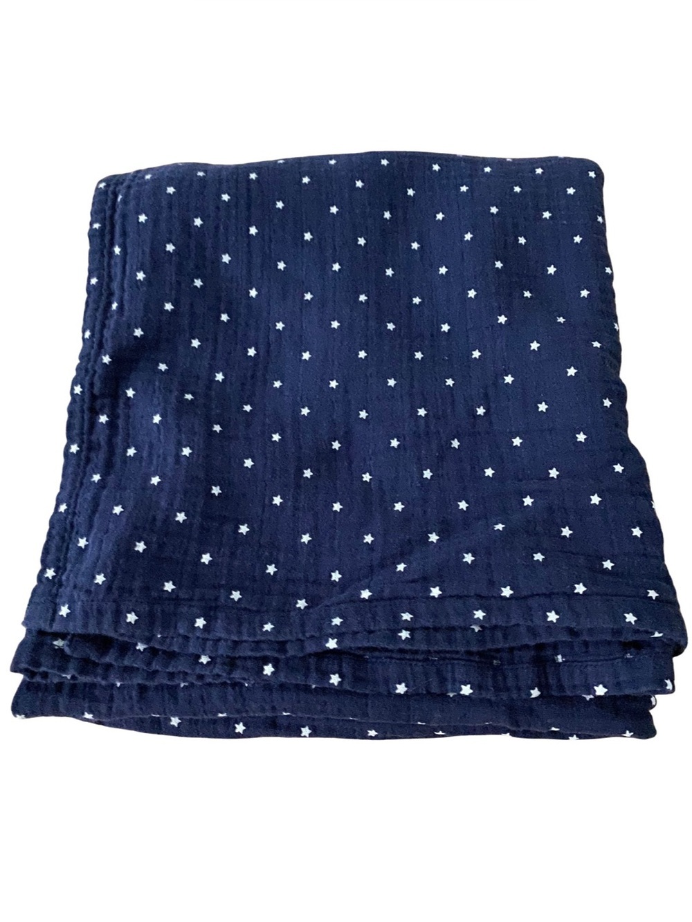 Mark & Graham 100% Organic Cotton Star Print Navy Muslin Baby Blanket 47” x 47